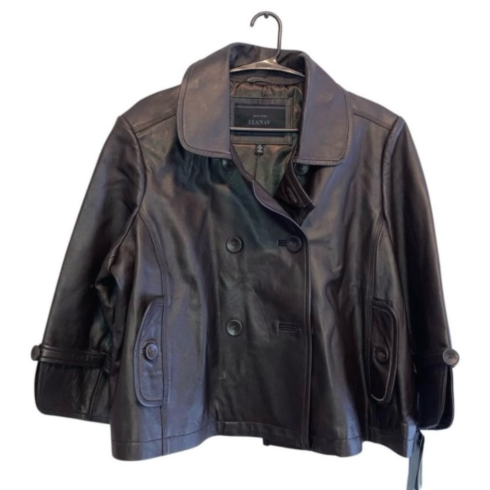 Avanti Dark Leather Double-Breasted Jacket
